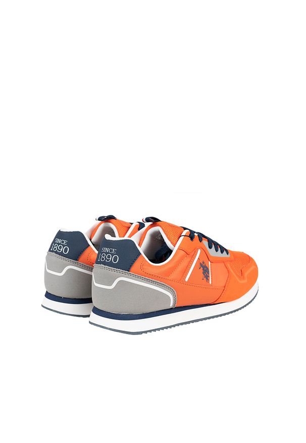 U.S. Polo Assn. Sneakersy "Nobil004" | Nobil004 | Mężczyzna | Pomarańczowy. Kolor: pomarańczowy. Materiał: skóra ekologiczna, materiał. Wzór: aplikacja, nadruk