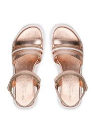 TOMMY HILFIGER - Tommy Hilfiger Sandały Stripes Velcro Sandal T4A2-32771-1372 S Złoty. Kolor: złoty. Materiał: skóra