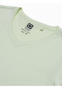 Ombre Clothing - T-shirt męski bawełniany basic S1369 - limonkowy - XXL. Kolor: żółty. Materiał: bawełna. Styl: klasyczny