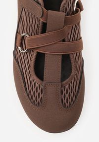 Renee - Brązowe Tenisówki Sneakeriny z Siateczki z Zapięciem na Rzep Vianate. Okazja: na co dzień. Zapięcie: rzepy. Kolor: brązowy. Materiał: skóra, koronka. Styl: casual #7