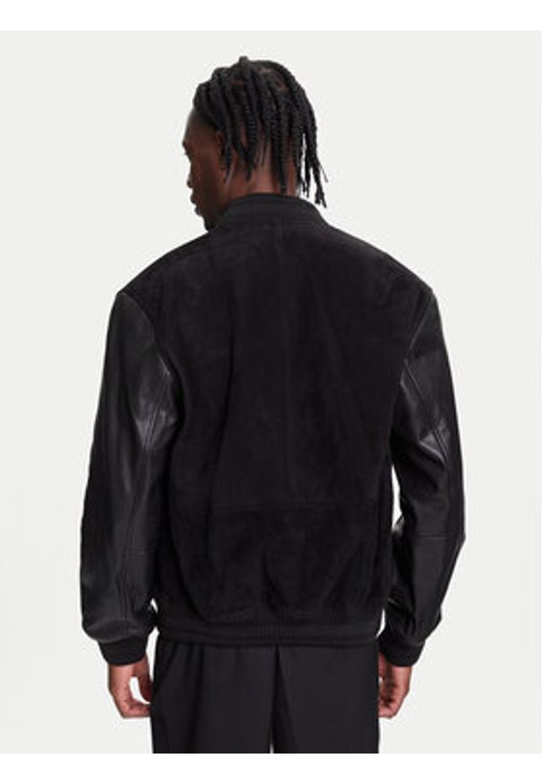 Hugo - HUGO Kurtka skórzana Laxe 50541881 Czarny Regular Fit. Kolor: czarny. Materiał: skóra