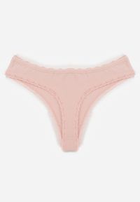 Renee - Różowe Majtki Stringi z Bawełną z Koronką Aethimilia. Kolor: różowy. Materiał: bawełna, koronka. Wzór: koronka #3