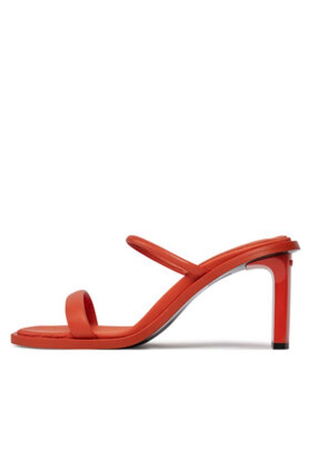 Calvin Klein Klapki Padded Curved Stil Slide 70 HW0HW01992 Czerwony. Kolor: czerwony. Materiał: skóra