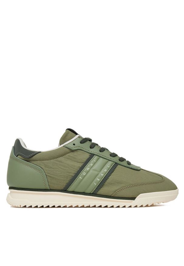 TOMMY HILFIGER - Tommy Hilfiger Sneakersy Tjm Runner Cleated Mix Mat. EM0EM01598 Zielony. Kolor: zielony. Materiał: materiał