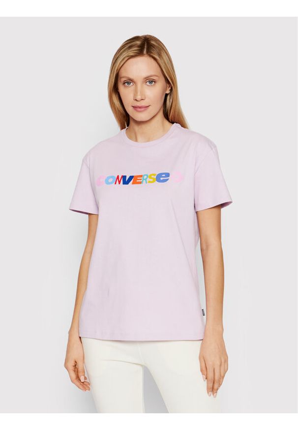 Converse T-Shirt 10022969-A04 Fioletowy Standard Fit. Kolor: fioletowy. Materiał: bawełna
