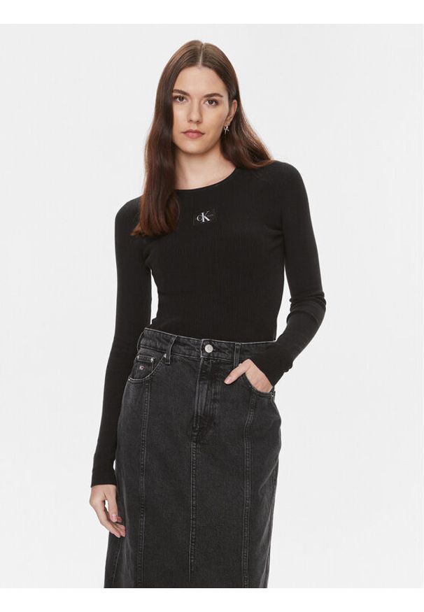 Calvin Klein Jeans Sweter Variegated J20J223233 Czarny Slim Fit. Kolor: czarny. Materiał: bawełna