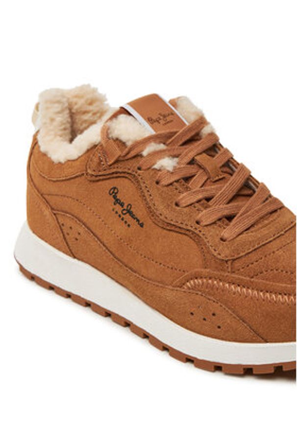 Pepe Jeans Sneakersy PLS60015 Brązowy. Kolor: brązowy. Materiał: skóra, zamsz