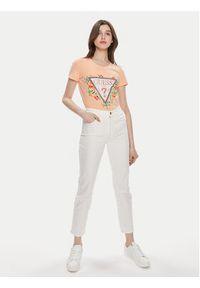 Guess T-Shirt W4GI24 J1314 Pomarańczowy Slim Fit. Kolor: pomarańczowy. Materiał: bawełna #4