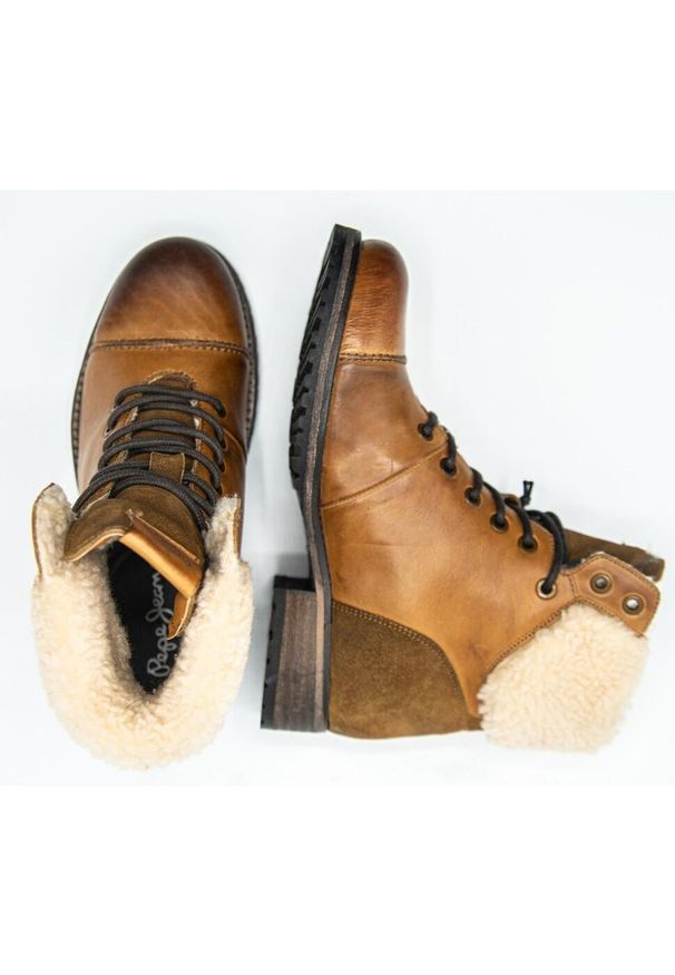 Buty damskie Pepe Jeans Melting Warm. Kolor: brązowy. Materiał: materiał, skóra. Sport: turystyka piesza