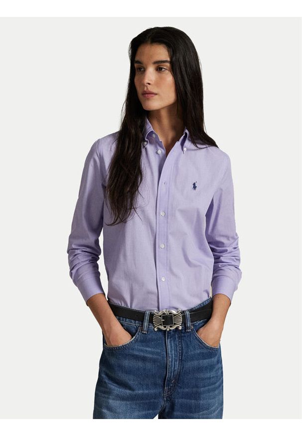 Polo Ralph Lauren Koszula 211941509003 Fioletowy Slim Fit. Typ kołnierza: polo. Kolor: fioletowy. Materiał: bawełna