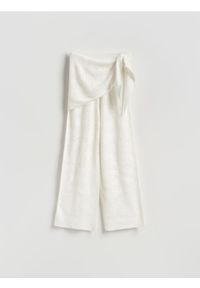 Reserved - Spodnie z chustą - kremowy. Kolor: kremowy. Materiał: dzianina, wiskoza #1