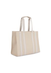 TOMMY HILFIGER - Tommy Hilfiger Torebka Th Identity Med Tote AW0AW15569 Beżowy. Kolor: beżowy