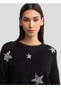 Big-Star - Sweter damski z dodatkiem wełny z aplikacją czarny Starlia 906. Kolor: czarny. Materiał: wełna. Długość: krótkie. Wzór: aplikacja. Styl: retro #3