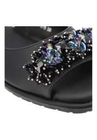 Czarne Sandały S.Barski Stylowe Płaskie Obuwie Damskie. Okazja: na co dzień. Zapięcie: pasek. Kolor: czarny. Wzór: aplikacja. Styl: elegancki #4