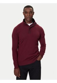 Karl Lagerfeld - KARL LAGERFELD Sweter 655005 554399 Bordowy Slim Fit. Typ kołnierza: dekolt w karo. Kolor: czerwony. Materiał: wełna