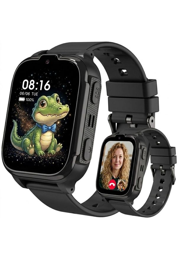 Smartwatch Rubicon Smartwatch dziecięcy czarny Lokalizator Kamera Video Rozmowy SOS SIM. Rodzaj zegarka: smartwatch. Kolor: czarny
