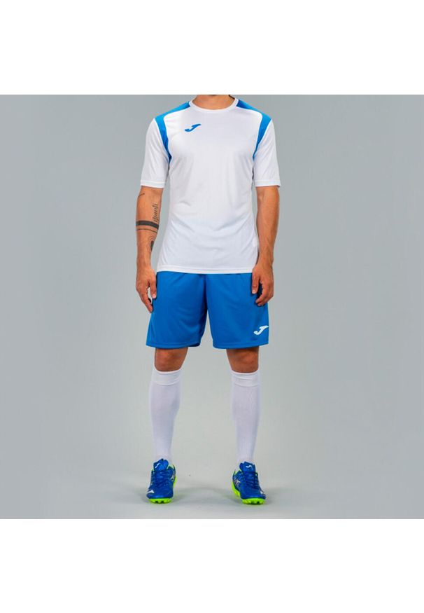 Spodenki do piłki nożnej męskie Joma Nobel. Kolor: niebieski, biały, wielokolorowy. Materiał: poliester. Sport: piłka nożna