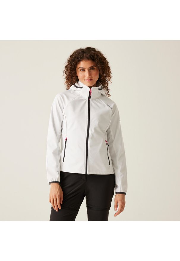 Regatta - Bourde damski softshell. Kolor: biały. Materiał: softshell. Sport: turystyka piesza