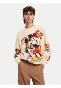 Desigual Bluza Mickey 24WWSK35 Beżowy Oversize. Kolor: beżowy. Materiał: bawełna #1