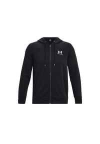 Czarna Bluza Under Armour Essential Fleece Fz Hood Dorosłych. Kolor: wielokolorowy, biały, czarny. Sport: fitness #1