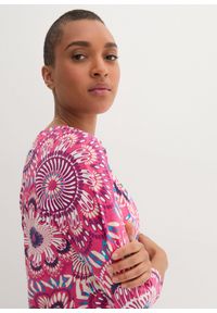 bonprix - Bluzka bawełniana z czystej bawełny organicznej z rękawem 3/4. Kolor: różowy. Materiał: bawełna. Wzór: nadruk #3