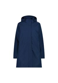 Kurtka puchowa damska z kapturem i zamkiem CMP. Typ kołnierza: kaptur. Kolor: niebieski. Materiał: puch. Sport: turystyka piesza #1