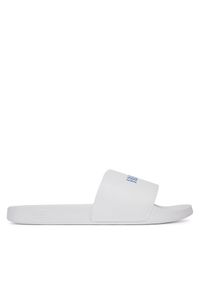 TOMMY HILFIGER - Tommy Hilfiger Klapki Hilfiger Print Tumble Pool Slide FM0FM05505 Biały. Kolor: biały. Materiał: skóra. Wzór: nadruk