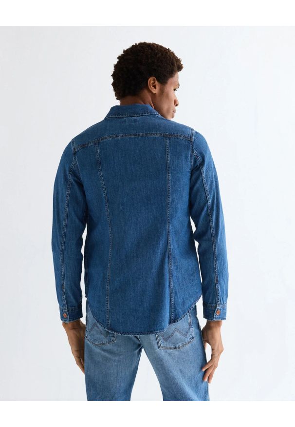 Wrangler - MESKA KOSZULA WRANGLER WRANGE SHIRT HARBOR BLUE 112377969