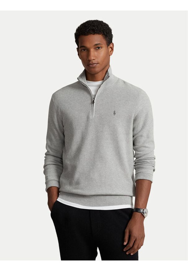 Polo Ralph Lauren Sweter 710932304002 Szary Regular Fit. Typ kołnierza: polo. Kolor: szary. Materiał: bawełna