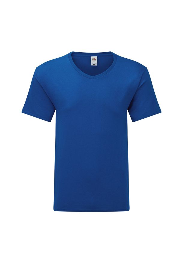 FRUIT OF THE LOOM - Koszulka Unisex Dla Dorosłych Z Dekoltem W Serek. Typ kołnierza: dekolt w serek. Kolor: niebieski