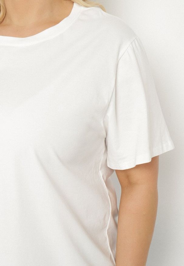Born2be - Biały Bawełniany Klasyczny T-shirt Oltebia. Okazja: na co dzień. Kolor: biały. Materiał: bawełna. Styl: klasyczny