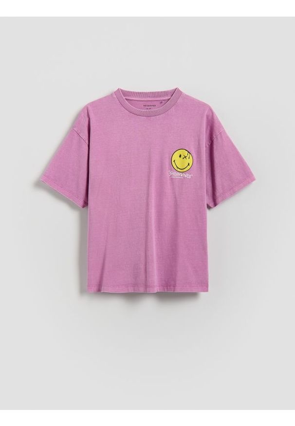 Reserved - T-shirt SmileyWorld® - fuksja. Kolor: różowy