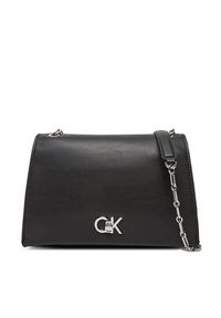 Calvin Klein Torebka Re-Lock Medium Chain LV04F3104G Czarny. Kolor: czarny. Materiał: skórzane #4