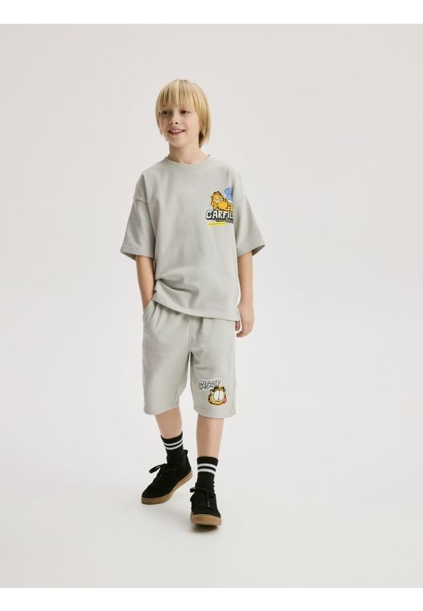 Reserved - Bawełniany komplet Garfield - jasnoszary. Kolor: szary. Materiał: bawełna