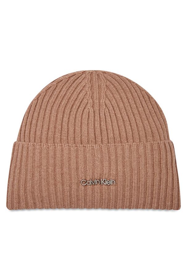 Calvin Klein Czapka Ck Must Logo Beanie K60K611401 Fioletowy. Kolor: fioletowy. Materiał: materiał