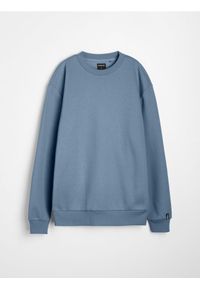 Sinsay - Bluza crewneck basic z domieszką bawełny - niebieski. Kolor: niebieski. Materiał: bawełna #1