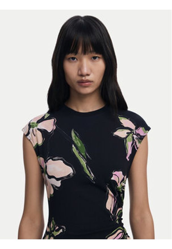 Desigual Sukienka codzienna Katrina 25WWVK12 Czarny Slim Fit. Okazja: na co dzień. Kolor: czarny. Materiał: bawełna. Typ sukienki: proste. Styl: casual