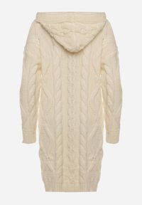 Born2be - Jasnobeżowy Niezapinany Długi Kardigan z Kapturem Wanharice. Typ kołnierza: kaptur. Kolor: beżowy. Długość: długie #6