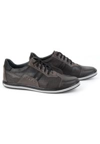 Polbut Buty męskie casual 1801P szare. Okazja: na co dzień. Zapięcie: pasek. Kolor: szary. Materiał: jeans, skóra. Wzór: paski. Sezon: lato, wiosna, jesień. Styl: casual #3