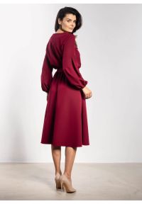 Infinite You - Elegancka sukienka rozkloszowana z długim rękawem bordowa. Kolor: czarny, czerwony, brązowy. Długość rękawa: długi rękaw. Styl: elegancki #3
