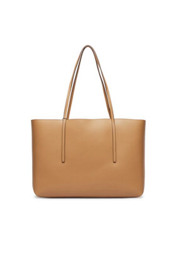 Calvin Klein Torebka Foil Logo Tote LV04F3274G Beżowy. Kolor: beżowy. Materiał: skórzane