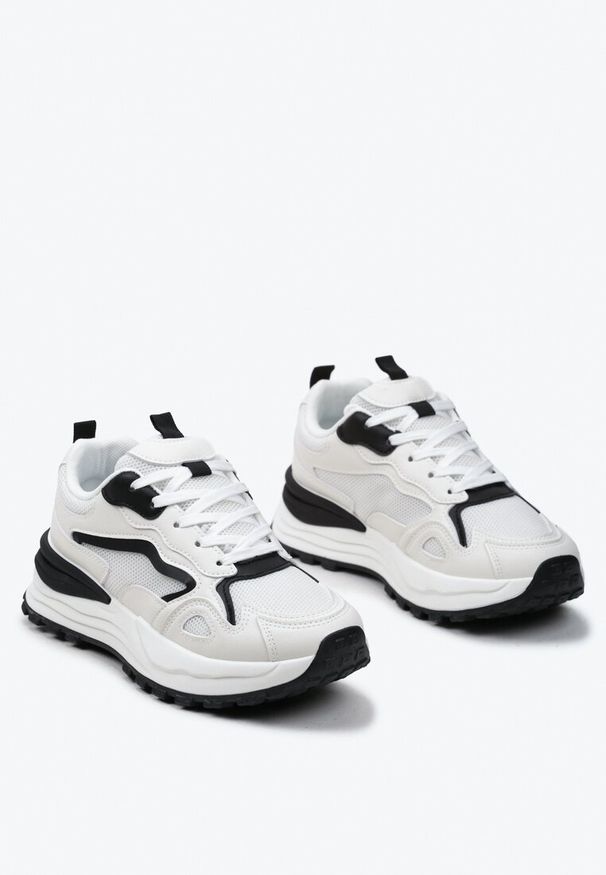 Renee - Beżowo-Czarne Sneakersy na Niskiej Platformie z Siateczką z Ozdobnymi Wstawkami Lelphine. Nosek buta: okrągły. Zapięcie: sznurówki. Kolor: beżowy. Materiał: materiał. Sezon: lato. Obcas: na platformie. Wysokość obcasa: niski