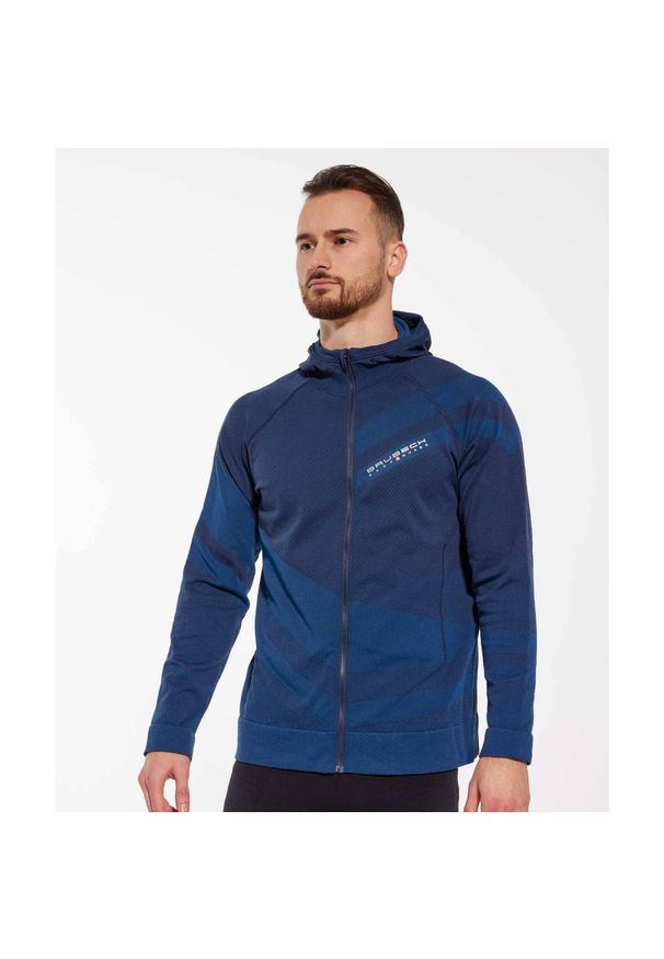 Bluza męska wełniana z kapturem Brubeck THERMO WOOL by Pustelnik. Typ kołnierza: kaptur. Kolor: niebieski. Materiał: wełna