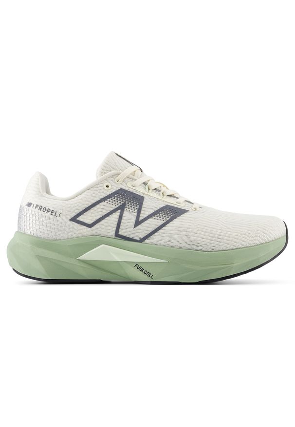 Buty męskie New Balance FuelCell Propel v5 MFCPRCA5 – beżowe. Okazja: na co dzień. Kolor: beżowy. Materiał: materiał, syntetyk, guma. Szerokość cholewki: normalna. Sport: fitness, bieganie