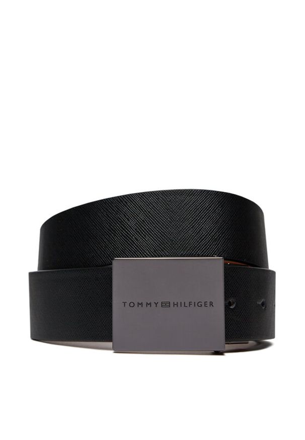 TOMMY HILFIGER - Tommy Hilfiger Pasek Męski Plaque Buckle 3.5 Rev AM0AM12063 Czarny. Kolor: czarny. Materiał: skóra