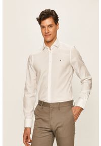 Tommy Hilfiger Tailored - Koszula. Typ kołnierza: kołnierzyk włoski. Kolor: biały. Materiał: tkanina, bawełna. Długość: długie. Wzór: gładki. Styl: elegancki #6