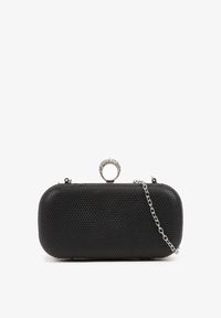 Born2be - Czarna Torebka Kopertówka z Biżuteryjnym Uchwytem i Dodatkowym Łańcuszkiem Milenessa. Kolor: czarny. Styl: elegancki, casual