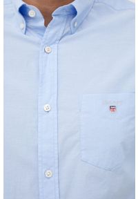 GANT - Gant Koszula bawełniana 3046400 męska regular z kołnierzykiem button-down. Typ kołnierza: button down. Kolor: niebieski. Materiał: bawełna #3