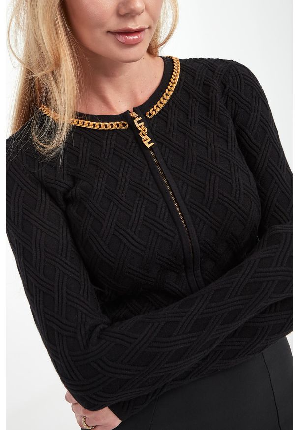 Elisabetta Franchi - Sweter/kardigan damski zapinany na zamek ELISABETTA FRANCHI