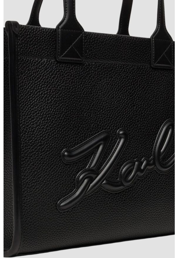 Karl Lagerfeld - KARL LAGERFELD Czarna torebka damska Md Tote Grainy. Kolor: czarny. Materiał: skórzane. Styl: klasyczny, elegancki